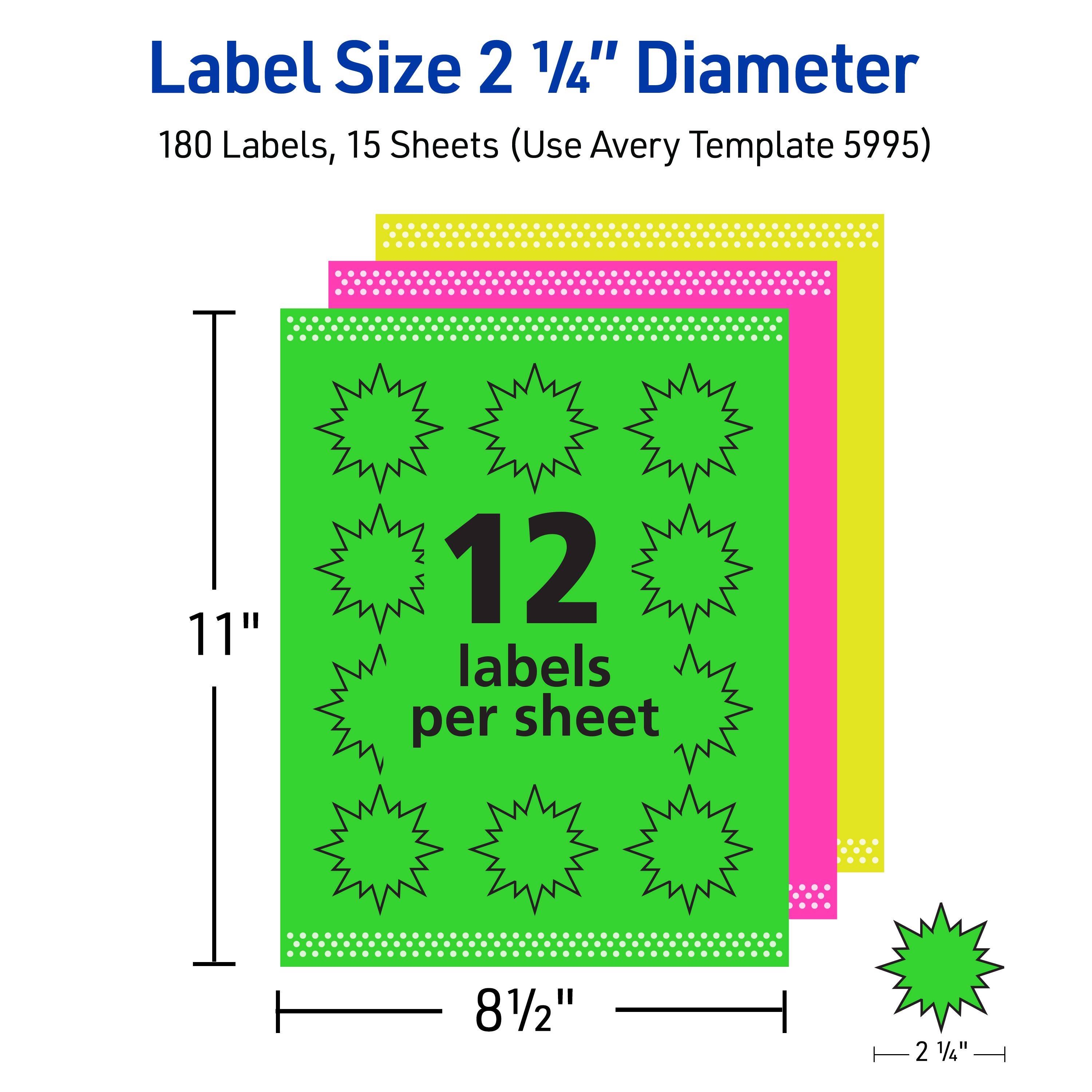Neon Burst Labels, 2-1/4
